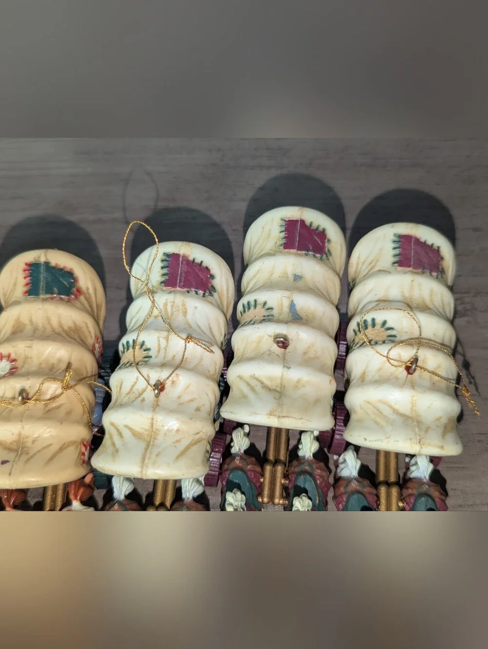 Western Covered Wagon Christmas Ornaments Hard Plastic Set of 6 Vintage
